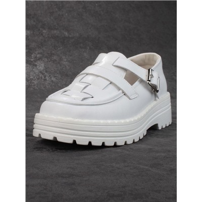 03-PDA165-1 WHITE Полуботинки женские (натуральная кожа)