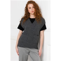 Жилет вязаный тёмно-серый