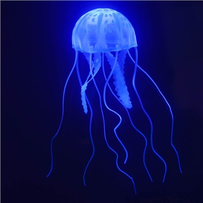 Декор для аквариума «Медуза», 5×5×15 см, флуоресцентная, силкон, синяя