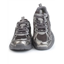 05-P247-1 BLACK/SILVER Кроссовки женские (искусственные материалы, сетка)
