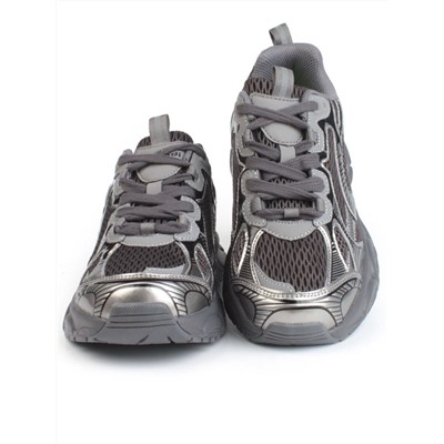 05-P247-1 BLACK/SILVER Кроссовки женские (искусственные материалы, сетка)