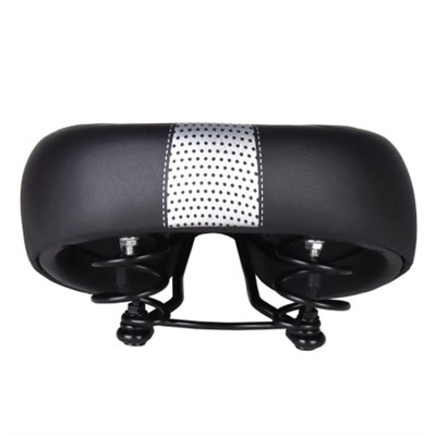Седло велосипедное суперкомфортное COMIRON KING DIVAN II C095 260x220, Пена 57мм. Технологии: DW, ED, Spring, Верх: PU, Цвет: Чёрный+Серый /уп 16/