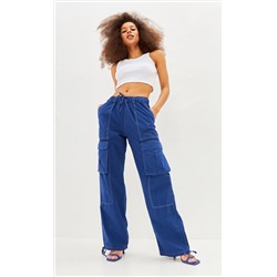 Брюки женские карго на резинке TP08-01-2017 синие
