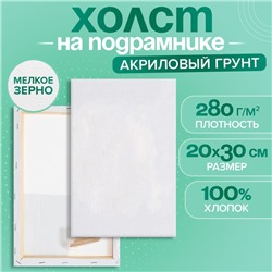 Холст на подрамнике Calligrata, хлопок 100%, 1.6×20×30 см, акриловый грунт, мелкозернистый 280 г/м²