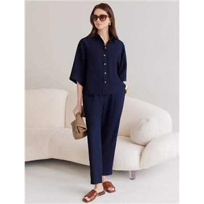 Блузка с широкими рукавами 3/4 из плотного лиоцелла