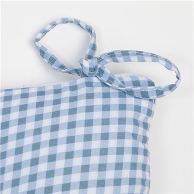Подушка на стул «Этель. Клеточка» 40×40 см, голубая