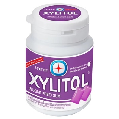 Жевательная резинка без сахара с ксилитом со вкусом черники Lotte Xylitol gum 58 гр