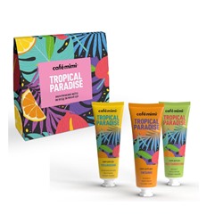 CAFE MIMI  Подарочный набор для ухода за кожей рук "TROPICAL PARADISE" (Крем для рук 3шт*30мл Увлажнение,Питание,Восстановление) 90мл