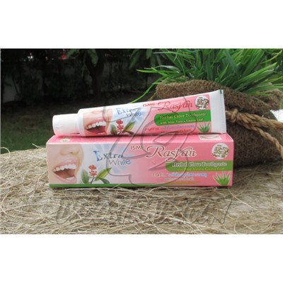 Экстра отбеливающая зубная паста «Гвоздика, Алоэ и Гуава» от Isme Rasyan, Herbal Toothpaste Extra White «Clove, Aloe Vera & Guava Leaf», 30 гр