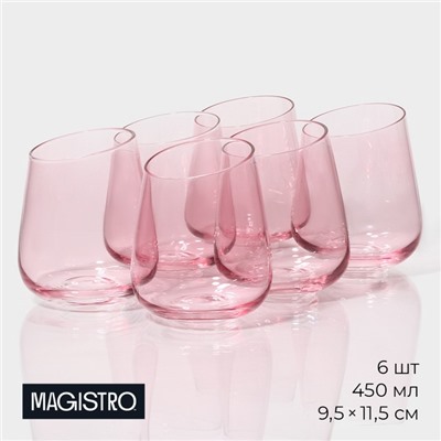 Стаканы Magistro «Иллюзия», 450 мл, 9.5×11.5 см, набор 6 шт., стекло, розовые