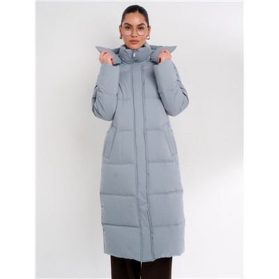 Пуховик женский серо-голубой