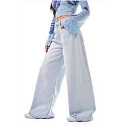 Женские джинсы широкие с потёртостями CRACPOT