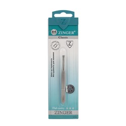 Zinger Пинцет для бровей прямой / Classic B 157 FD, 90 мм, серебристый матовый