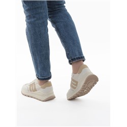 03-WG040-2M MILK/BEIGE Кроссовки демисезонные женские (натуральная кожа)