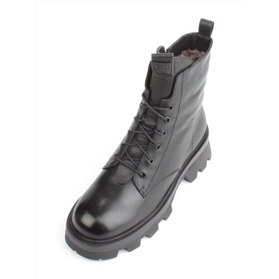 04-M3-2170 BLACK Ботинки зимние женские (натуральная кожа, натуральный мех)
