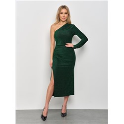 Платье зелёное трикотажное с люрексом