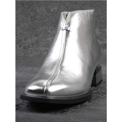 01-B50B-96C GREY/SILVER Ботинки демисезонные женские (натуральная кожа, байка)