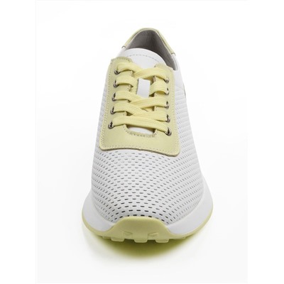 03-YC352-2 WHITE/YELLOW  Кроссовки летние женские (натуральная кожа)