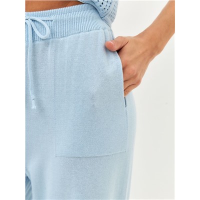 Брюки палаццо с карманами, Голубой