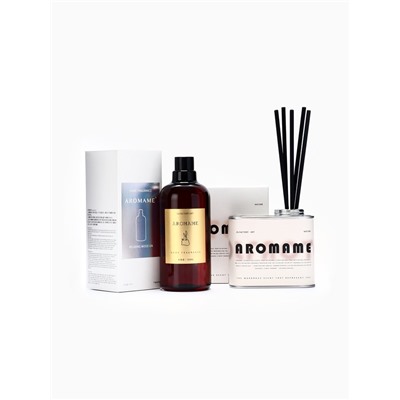 Набор диффузор ароматический "Aromame", слива, амбра, кожа, табак, 500 мл, прямоуг банка