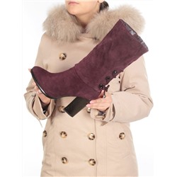 02-YF189-203M PURPLE Полусапоги зимние женские (натуральная замша, натуральный мех (еврозима))