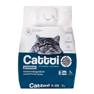 Наполнитель минеральный комкующийся Cattoi Premium 3 кг,пластиковый пакет