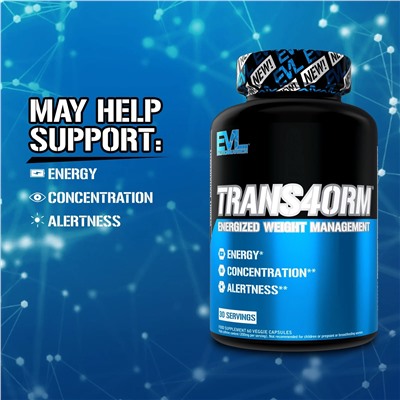 EVLution Nutrition, Trans4orm, энергичная коррекция веса, 60 растительных капсул