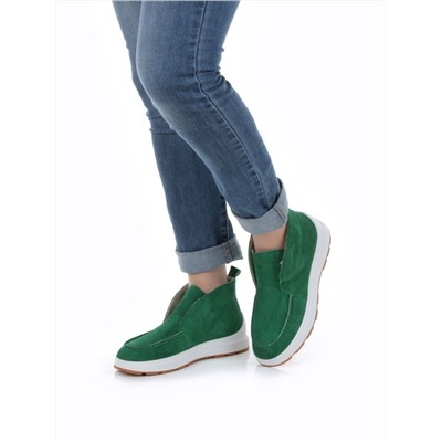 01-5280-9 GREEN Ботинки демисезонные женские (натуральная замша, байка)