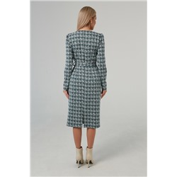 Бело-зелёное трикотажное платье с поясом Шерри №6