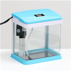 Аквариум SeaStar HX-180F, 3.5 л, в комплекте: LED-лампа, фильтр, синий