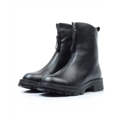 5276-1 BLACK Ботинки демисезонные женские (натуральная кожа, байка)