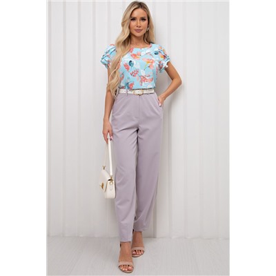 Брюки-бананы серо-бежевые с карманами Наина №2