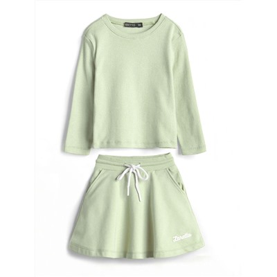 Фуфайка (футболка) с длинным рукавом+Юбка, Laurel Green 15-6313