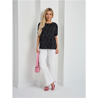 Блузка чёрная с принтом