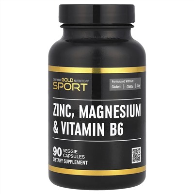 California Gold Nutrition, Sport, цинк, магний и витамин B6, 90 растительных капсул