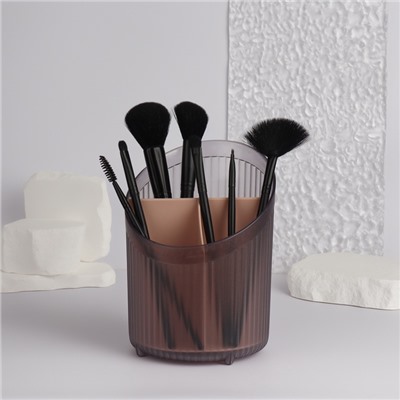 Органайзер - подставка для хранения косметики, 3 секции, 17,5 × 13 × 13 см, цвет чёрный/розовый