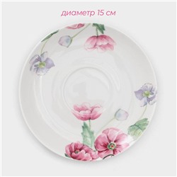 Сервиз чайный Доляна «Зайка», 12 предметов: 6 чашек 250 мл, 6 блюдец d=15 см, фарфор, белый