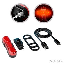 Фонарь задний COMIRON TA10 корпус: ABS, IPX5; свет: COB(5LED), 80lm; аккум: 220mAh, USB; четыре режима, поворотный на 360С. /уп 10/500/
