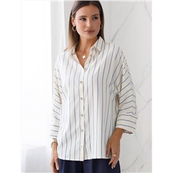 Блузка в полоску с цельнокроеным рукавом 3/4 из хлопка