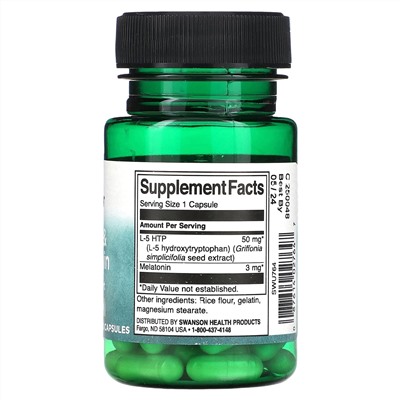 Swanson, 5-HTP и мелатонин, 30 капсул