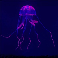 Декор для аквариума «Медуза», 5×5×15 см, с неоновым эффектом, силикон, фиолетовая