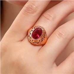Кольцо 21 р ювелирная бижутерия коллекция "Дубай", покрытие позолота, вставка: фианит, цвет: малиновый, арт.314.847-21