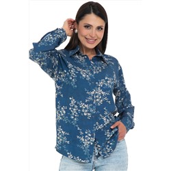 Рубашка синего цвета с принтом