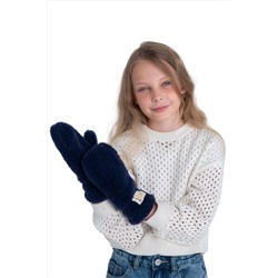 Варежки детские меховые индиго