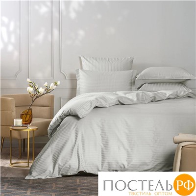 CASSIA ЛЮКС Страйп Сатин с-сер КПБ 145х215-1/200х220-1/50х70-2/70х70-2, 6 пр., хл/сатин