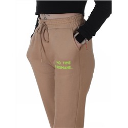 2621 BEIGE Штаны спортивные утепленные женские (85% хлопок, 10% полиэстер, 5% спандекс)