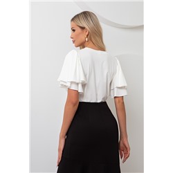 Белая трикотажная блузка с рукавами-крылышками Эльфина №2