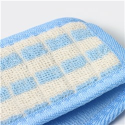 Мочалка для тела Доляна «Шашки», длинная, 70 см, голубая