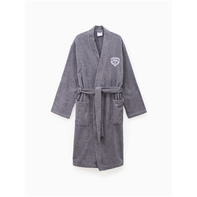 Халат махровый мужской «Этель. Лучший папа», размер 52-54, серый