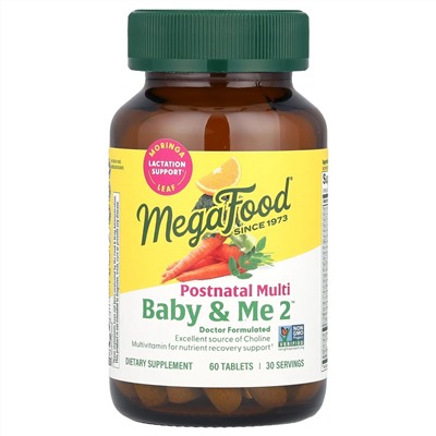 MegaFood, Baby & Me 2™, мультивитамины для послеродового периода, 60 таблеток